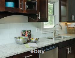 Snow White 4 x 12 Glass Subway Tiles for Kitchen Backsplash/Bathroom