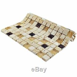 SomerTile 12x12-inch Basilica Gloucester Beige Glass And Stone Mosaic Wall Tile