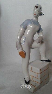 Soviet girl woman builder Plasterer Worker USSR russian porcelain figurine 5354u