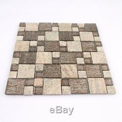 Stone Mosaic Tile Brown Mosaic Tiles Chocolates Bathroom Wall Backsplas(11PCS)