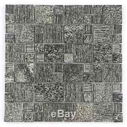 Stone Tiles Black Kitchen Backsplash Mosaic Tile Brthroom Wall Black (11PCS)