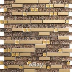 Strip metal glass mosaic tile kitchen backsplash bathroom hotel bar wall tile