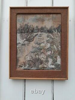Studio pottery Mary Kembery Early Wall Tile / plaque/ large framed And Signed
