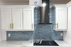 Subway Glass Tile Ocean Mist Iridescent 2x6 Bathroom Shower Wall Backsplash Blue