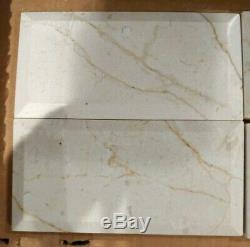 Subway Wall Puffed Tile Veined Marble Beige New 30 pieces 3x 6