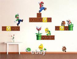 Super Mario Bros Wall Decals Nintendo Wallpaper Stickers Mario Game Room, n71