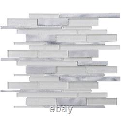 Super White Cold Spray Glass Aluminum Metallic Metal Mosaic Tile Wall Backsplash