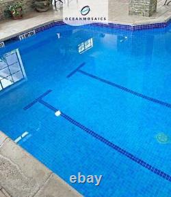 Swimming Pool Tile Glass 2x2 Seven Seas Shower Spa Wall Backsplash Laguna Blue