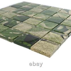 TSLG-02 2x2 Green Glass Mosaic Tile backsplash for Kitchen and Bath (10 Sheets)