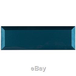 Tahiti Blue Beveled 2.5 In. X 8 In. X 8Mm Glass Wall Tile (5.6 Sq. Ft. / Case)