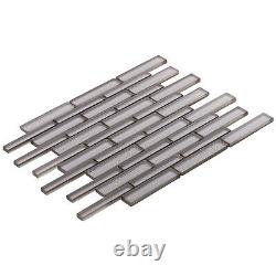 Taupe Gray Cold Spray Crystal Glass Textured Blended Mosaic Tile Wall Backsplash