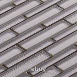 Taupe Gray Cold Spray Crystal Glass Textured Blended Mosaic Tile Wall Backsplash