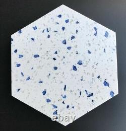 Terrazzo 6 Hexagon Tile sold by box (30 pcs/box), Color Blue Diamond
