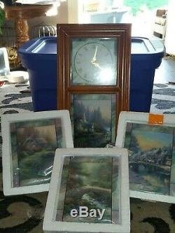 Thomas Kinkade Stained Glass Wall Clock withTime For All Seasons Tiles withcoa $250