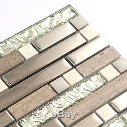 Tile For Kitchen Brown Tiles Marble Stone Mosaic Glass Backsplash Wall (11PCS)