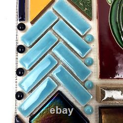 Tile Mosaic Feature Panel withVintage Handmade Ceramic and Glass Tile 12 X 12.75