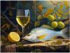 Tile Mural Still Life Fish Lemon Glass of Wine Art Kitchen Wall Backsplash