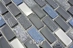 Translucent Glass Mosaic Composite Stone Black Wall Mirror Tiles Kitchen