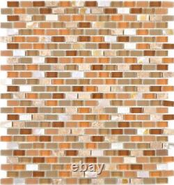 Translucent Glass Mosaic Composite Stone Shell Beige Mosaic Tiles Wall