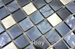 Translucent Stainless Steel Glass Mosaic Steel Black Wall Mirror Tiles Kitchen