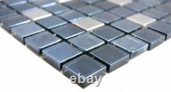 Translucent Stainless Steel Glass Mosaic Steel Black Wall Mirror Tiles Kitchen