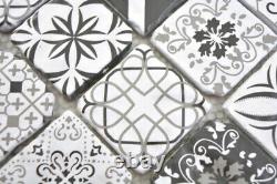 Transparent Crystal Glass Mosaic Retro B&w Wall Mirror Tiles Kitchen