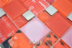 Transparent Crystal Mosaic Glass Mosaic Silver Red Wall Mirror Tiles Kitchen Dus