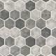 Urban Tapestry Hexagon 6mm Glass Mosaics White Gray Tile Floor Backsplash Wall