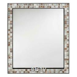 Vanity Wall Mirror 28 in. W x 33 in. L Espresso Marble Tile Frame