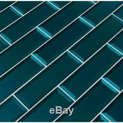 Verde Azul Beveled 2.5 in. X 9 in. X 8mm Glass Wall Tile (5.6 sq. Ft. / case)