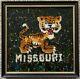 Vintage Framed Missouri Tiger Glass Tile Mosaic Wall Hanging Mid Century Modern