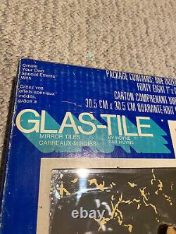 Vintage Glas-Tile Mirror Tiles Gold Vein Smoked Glass 12 Pack Box Retro