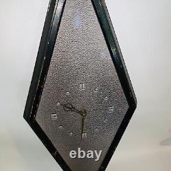 Vintage Mid Century Black Wood Diamond Shaped Tile Atomic Wall Clock 26