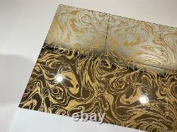 Vintage SEARS Gold Vein Wall Mirror Tiles12x 12 10 Tiles MCM Glass