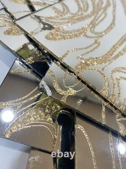 Vintage SEARS Gold Vein Wall Mirror Tiles12x 12 17 Tiles MCM Glass