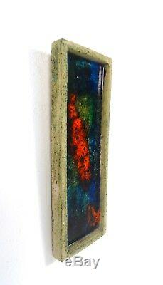 Vintage Wall Art Tile Plate Sculpture Stone & Glass Abstract MID Century
