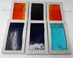 Vintage Wall Window Art Tile Decorative Rare Plate Stone & Glass 1960's 6 Pcs