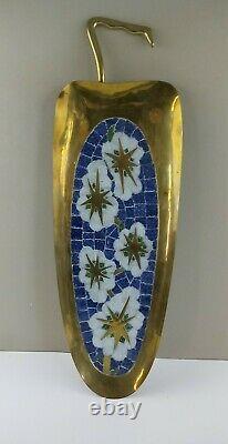 Vtg MCM Salvador Teran Art Glass Mosaic Tile & Brass 23.5 Wall Tray 409 Mexico