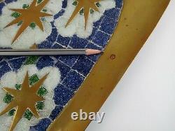 Vtg MCM Salvador Teran Art Glass Mosaic Tile & Brass 23.5 Wall Tray 409 Mexico