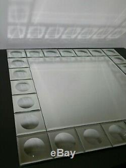 Vtg Wall Mirror Square Beveled Glass Tiles Convex Bubbles Circles Pop Art