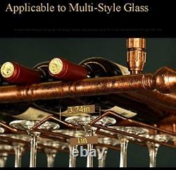 WGX Wine Bar Wall Rack 60'', Hanging Bar Glass Rack&Hanging Bottle Holder Black