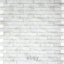 WHITE Clear/Frosted Translucent Mosaic tile BRICK GLASS/STONE 87-b111110sheet