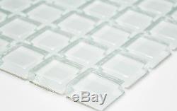 WHITE GLASS 3D Clear Mosaic tile Square WALL KITCHEN&BATHROOM 70-0102 10 sheet
