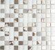 WHITE/SILVER Mosaic tile SQUARE GLASS/STEEL Mix WALL Backsplash 49-010410 sheet