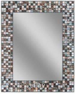 Wall Mirror 30 x 24 in. Mosaic Tile Border Home Bathroom Decor in Copper Bronze