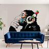 Wall Monkey Decal Decor Sticker Vinyl Thinking Ape Gorilla DJ Mural Banksy Art