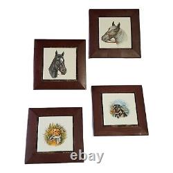 Western Horses and Hunting Dogs Paintings' Framed 7x7 Painted Ceramic Tiles 5x5