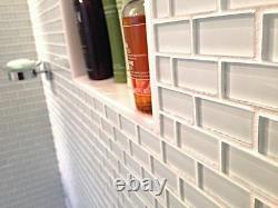 White 1x2 Mini Glass Subway Tile for Backsplashes, Showers & More BOX OF 11 SQ