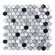 White Calacatta Marble Gray Glass Metallic 1 Hexagon Mosaic Kitchen Backsplash