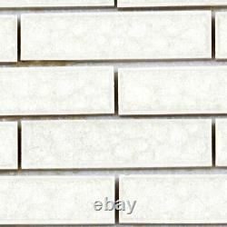 White Crackle Glass Mosaic Tile Brick Joint Kitchen Shower Wall Backsplash